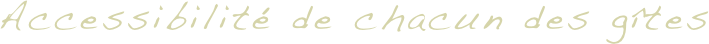 Accessibilité de chacun des gîtes